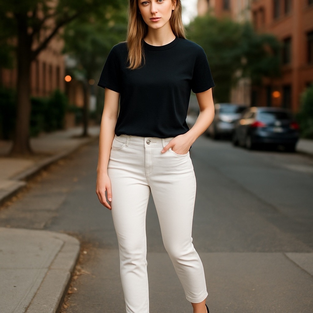 Wonderly White Ankle Cropped Jeans Sz 12 Petite